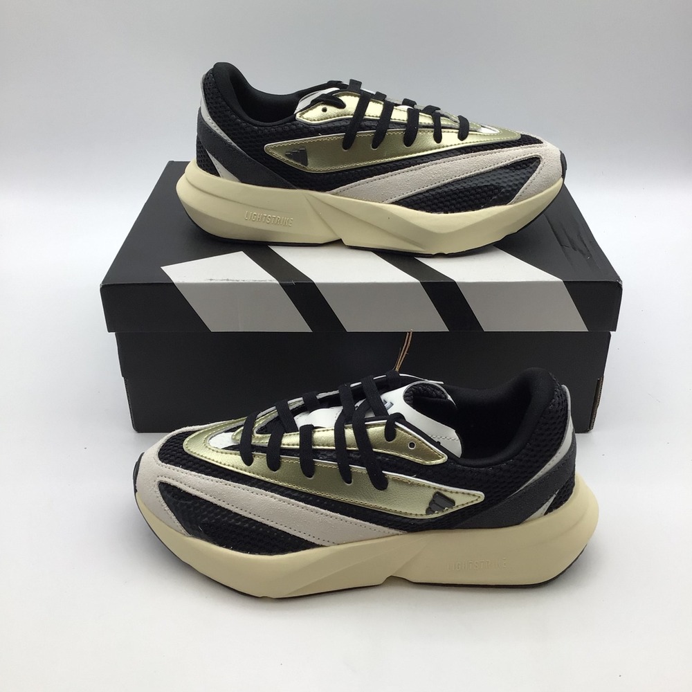 Adidas Lightblaze‎ JR7209 Black Gold White Athletic Sneakers Womens Size 7 New